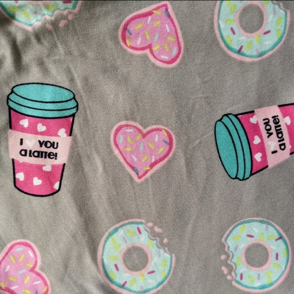 Pj Couture Love You A Latte Coffee PJ Set Sleeveless Top Shorts Aqua L NWT - Picture 8 of 9